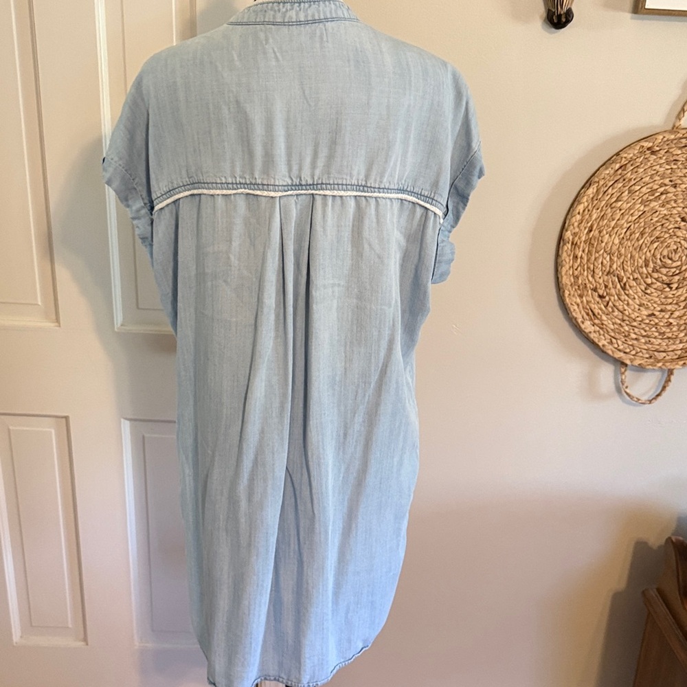 Anthropologie Cloth & Stone Light Blue Button-Down Shirt Dress - Picture 4 of 5